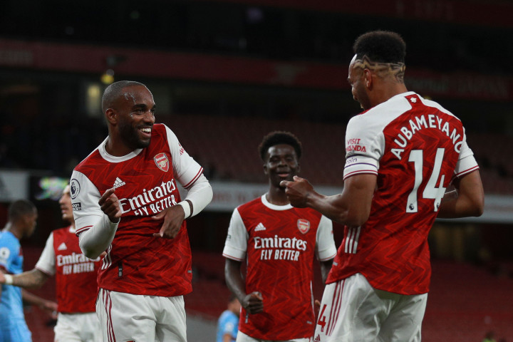 Arsenal unggul lebih dulu di menit ke-25 lewat Alexandre Lacazette. AFP Photo/Ian Walton