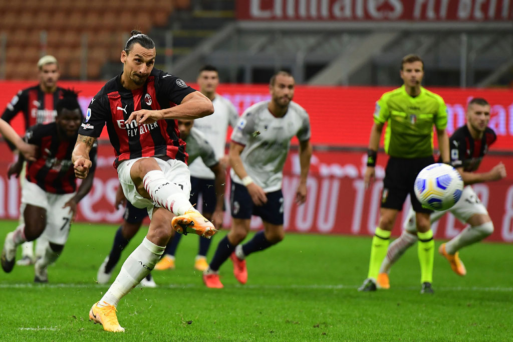 Pemain asal Swedia berusia 38 tahun itu menggandakan kedudukan dari titik penalti lima menit setelah jeda, menyusul pelanggaran Riccardo Orsolini terhadap Ismael Bennacer.