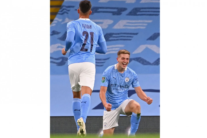 Delap melakukan selebrasi usai menjebol gawang Bournemouth.