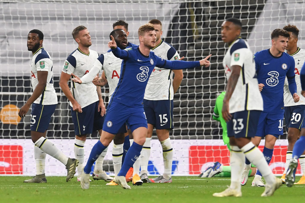 Di waktu normal Tottenham sempat tertinggal lebih dulu akibat gol perdana Timo Werner untuk Chelsea pada menit ke-19.