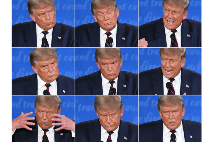 Di awal Trump dan Biden memasuki panggung debat, keduanya tidak berjabat tangan karena menerapkan protokol pencegahan covid-19, namun bahasa tubuh keduanya sepanjang acara tetap menjadi sorotan. Trump sering menampilkan wajah cemberut terhadap Biden, juga mengibaskan jarinya atau melambaikan tangannya--sebagai gestur menyingkirkan lawannya.