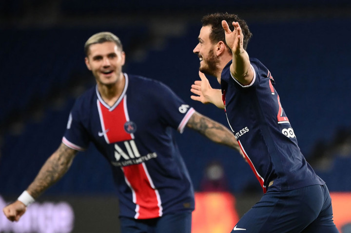 PSG hanya butuh tujuh menit untuk memecah kebuntuan ketika bola muntah mendatangi Alessandro Florenzi, yang tinggal menyonteknya untuk mengirim bola lob masuk ke dalam gawang lawan.