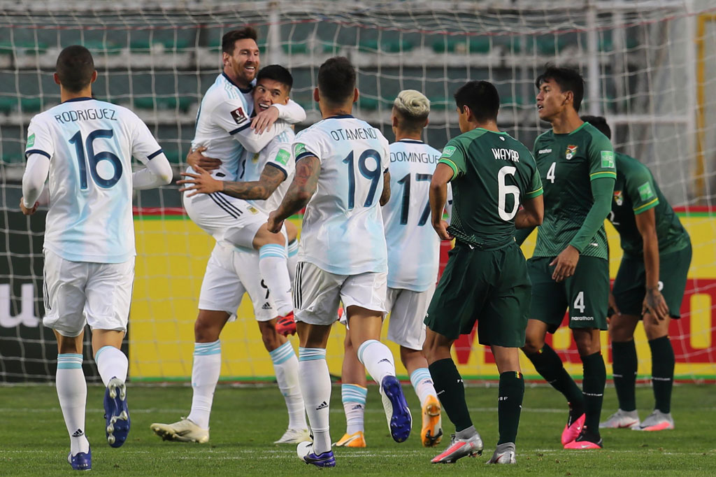 Gol menit-menit terakhir dari Joaquin Correa mengantarkan Argentina berhasil mengalahkan Bolivia 2-1  pada matchday kedua Kualifikasi Piala Dunia 2020 di Estadio Hernando Siles, Pa Paz, Rabu, 14 Oktober 2020 WIB.
