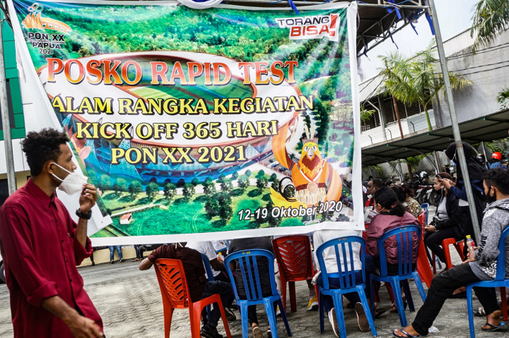 Sebanyak 16 titik posko rapid test secara gratis diadakan dalam rangka ‘Kick Off’ 365 hari Pekan Olahraga Nasional (PON) XX 2021, Selasa, 20 Oktober 2020, mendatang. Rapid tes ini dikhususkan bagi jurnalis/wartawan yang hendak meliput peresmian venue di Stadion Papua Bangkit serta warga yang akan menyaksikan peristiwa tersebut wajib mengantongi surat rapid test non reaktif.