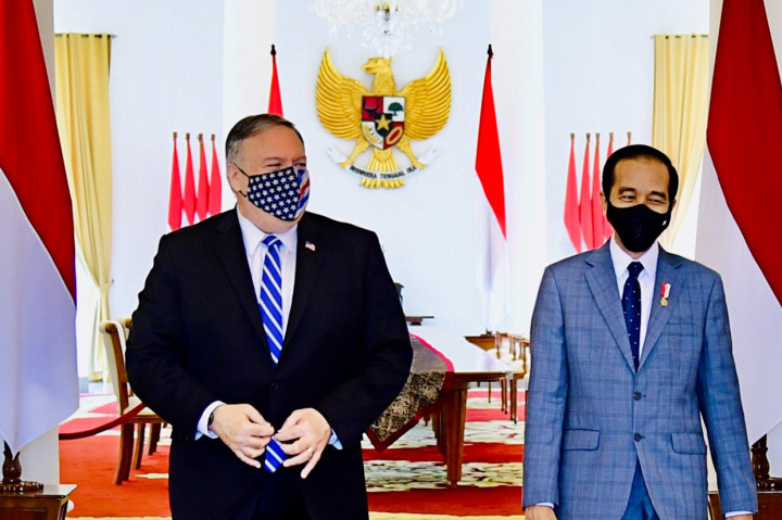Presiden Joko Widodo menerima Menteri Luar Negeri Amerika Serikat Mike Pompeo di Istana Kepresidenan Bogor, Provinsi Jawa Barat.