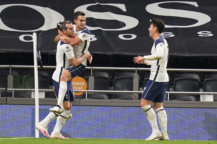 Gareth Bale membawa Tottenham Hotspur mengalahkan Brighton Hove Albion dengan skor ketat 2-1 dalam lanjutan Liga Inggris di Stadion Tottenham Hotspur, London, Senin, 2 NOvember 2020 dini hari WIB.