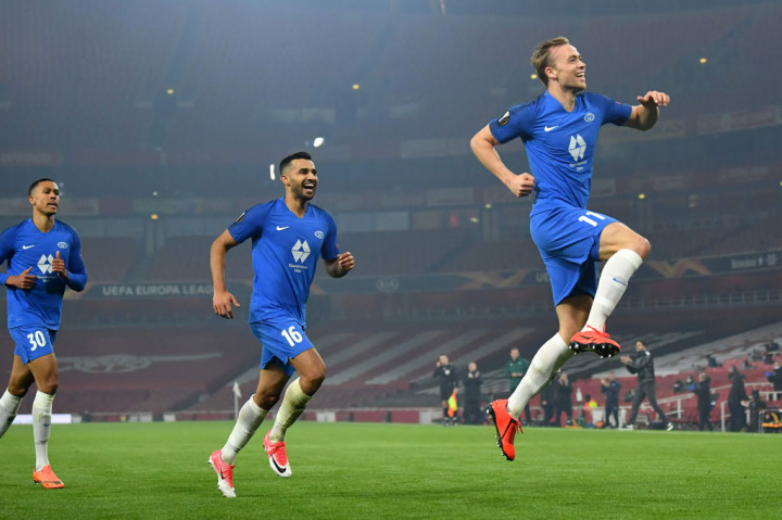 Martine Ellingsen melakukan selebrasi usai menjebol gawang tim tuan rumah.