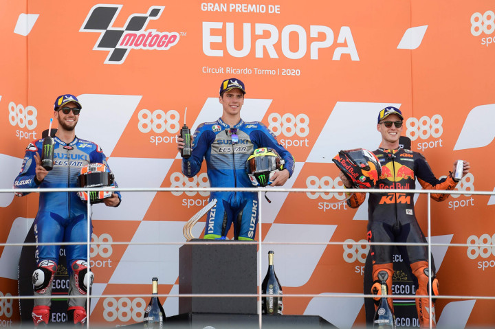Joan Mir kokoh di puncak klasemen MotoGP 2020 usai menjadi juara pada GP Eropa di Sirkuit Ricardor Tormo.