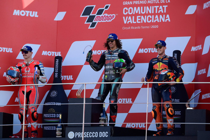 Pebalap Petronas Yamaha SRT, Franco Morbidelli, keluar sebagai pemenang balapan MotoGP Valencia.