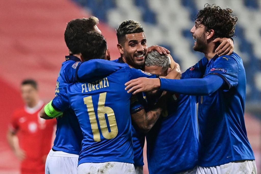Italia berhasil mengalahkan Polandia dua gol tanpa balas dalam laga lanjutan UEFA Nations League yang digelar di Mapei Stadium, Sassuolo, Senin, 16 November 2020, dini hari WIB.