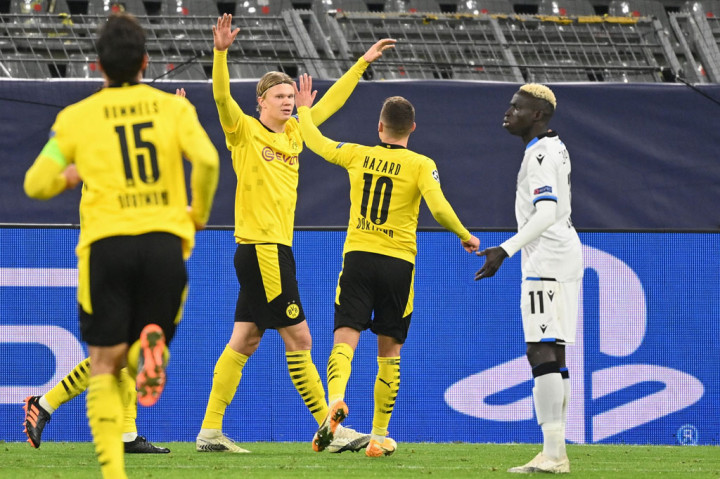 Haaland meluapkan kegembiraan usai membawa timnya unggul 3-0.