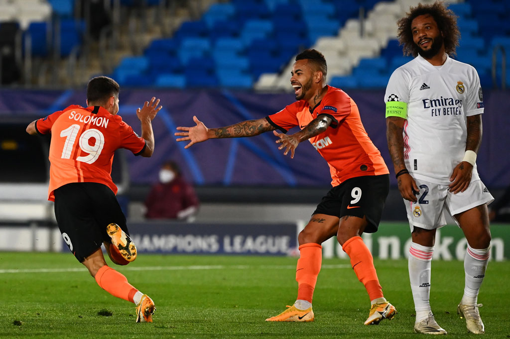 Manor Solomon meluapkan kegembiraannya usai menjebol gawang Real Madrid yang dijaga Courtois.