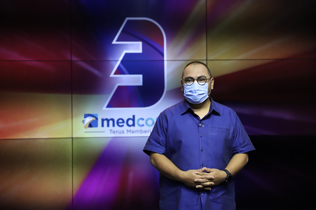 CEO Media Group M. Mirdal Akib memberikan sambutan dalam acara Konser Digital Spesial HUT ke-3 Medcom.id 'Terus Memberi Arti'.