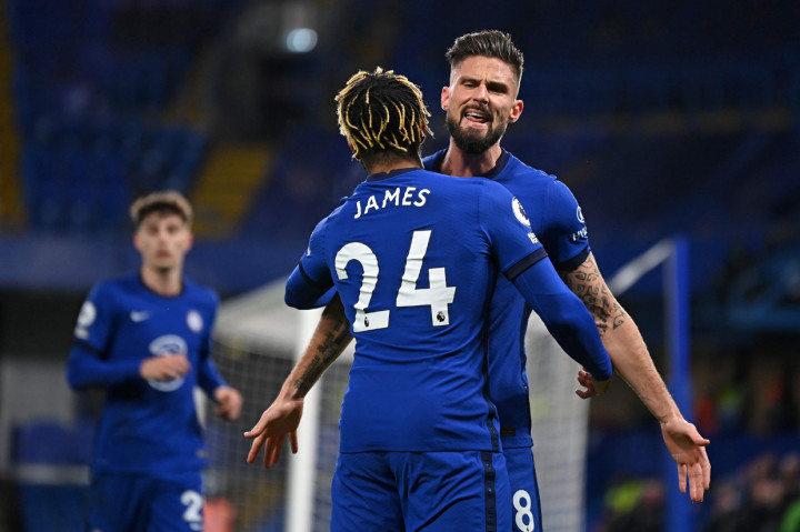Olivier Giroud kemudian membalas untuk memaksa paruh pertama berakhir 1-1. AFP Photo/Daniel Leal-Olivas