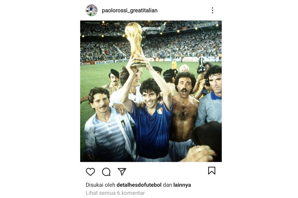 Rossi, pemain yang menginspirasi Gli Azzurri menjuarai Piala Dunia 1982 di Spanyol, meninggal dunia di usia 64 tahun. Dia meninggalkan seorang istri dan tiga anak.