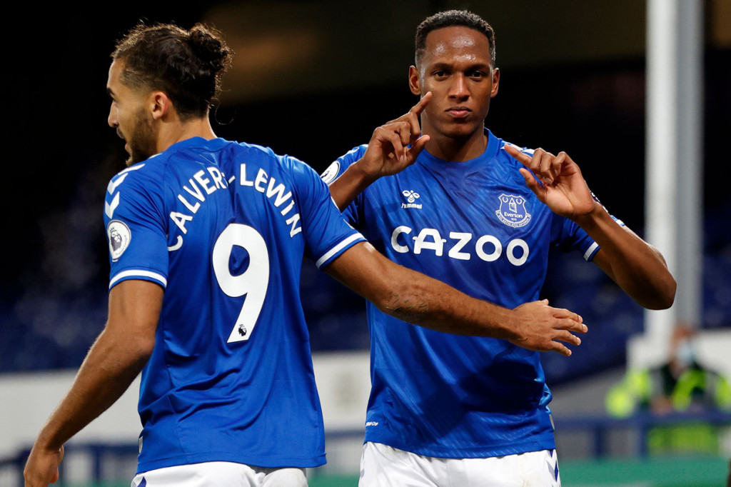 Everton untuk sementara duduk di posisi kedua dengan 26 poin. Tertinggal lima angka dari Liverpool di puncak klasemen. AFP Photo/Clive Brunskill