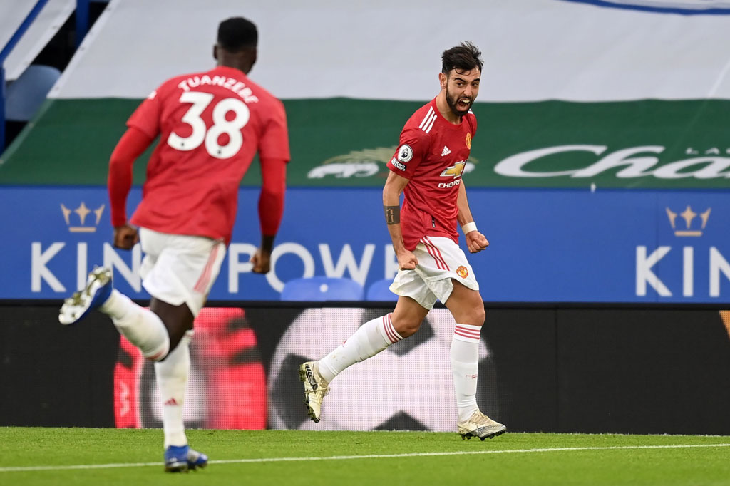 Bruno Fernandes meluapkan kegembiraan setelah membawa timnya kembali unggul.