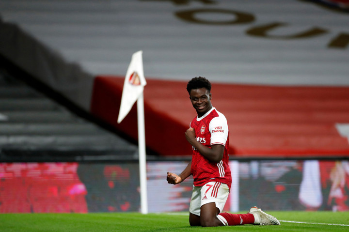 Arsenal memperbesar keunggulan menjadi 3-0 di babak kedua lewat Bukayo Saka. AFP Photo/Andrew Boyers