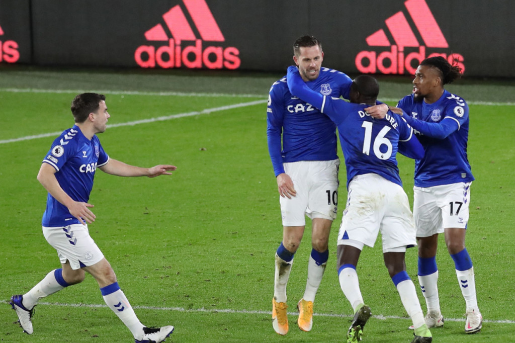 Everton menang tipis 1-0 atas tuan rumah Sheffield United pada laga pekan ke-15 alias boxing day Liga Inggris 2020-2021. AFP Photo/George Wood