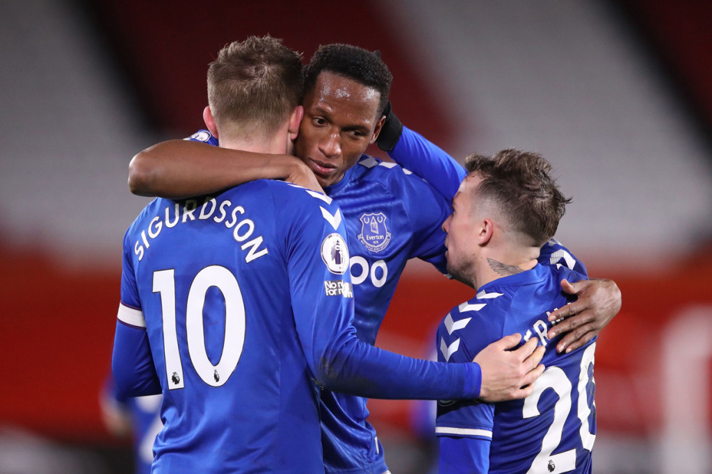 Kemenangan ini untuk sementara mengantarkan The Toffees ke posisi runner-up Liga Inggris dengan koleksi 29 poin dari 15 laga. AFP Photo/Alex Pantling