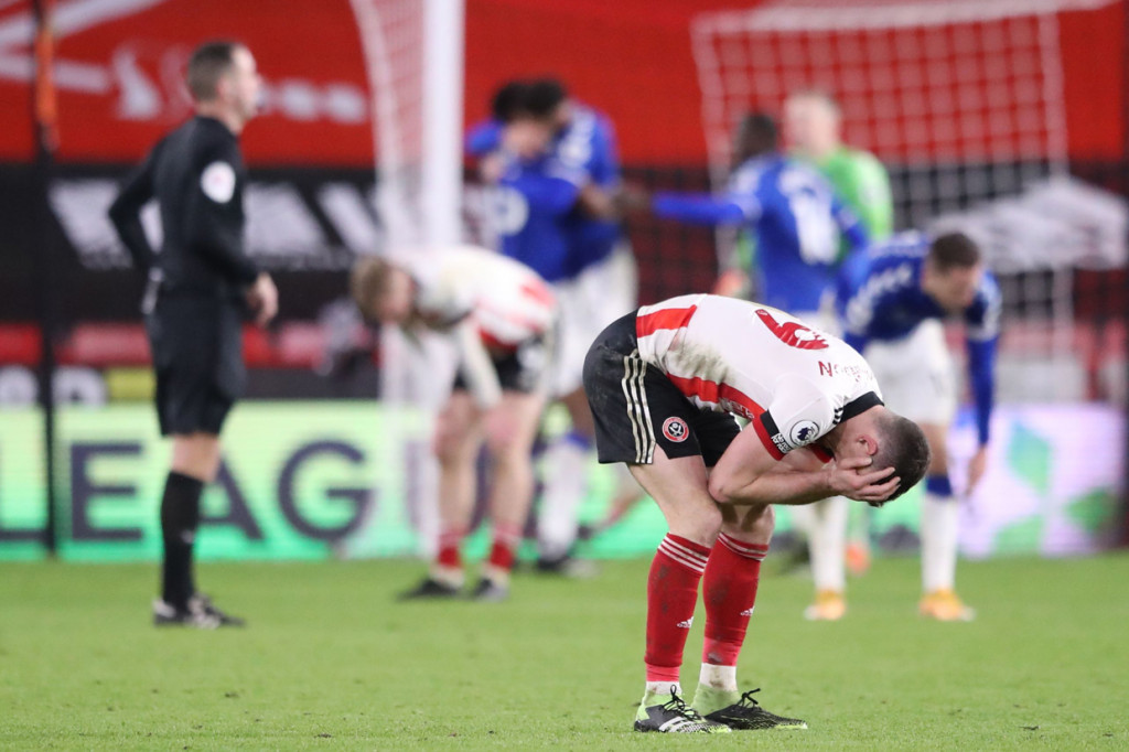 Adapun Sheffield United semakin tenggelam di dasar klasemen. Mereka baru mengoleksi dua angka sejauh ini. AFP Photo/Alex Pantling