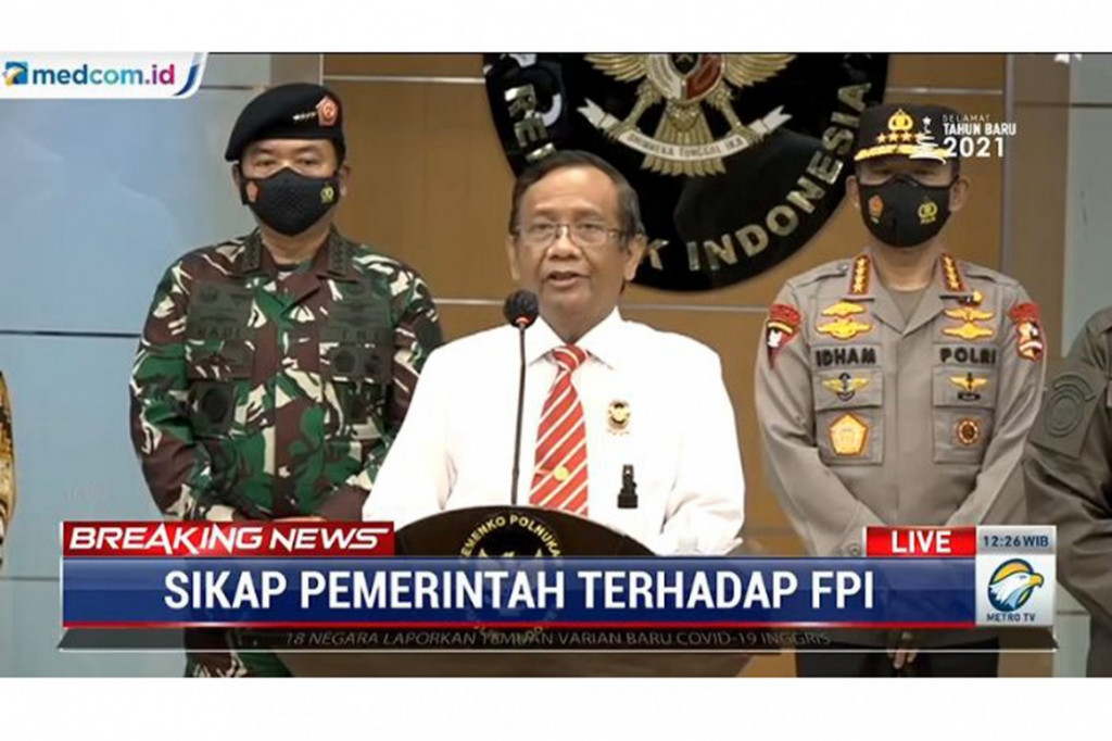 Pemerintah mengumumkan status hukum Front Pembela Islam (FPI) sebagai organisasi massa (Ormas). Hal ini diungkapkan langsung oleh Menko Polhukam Mahfud MD di kantor Kemenko Polhukam, Jakarta, Rabu, 30 Desember 2020.