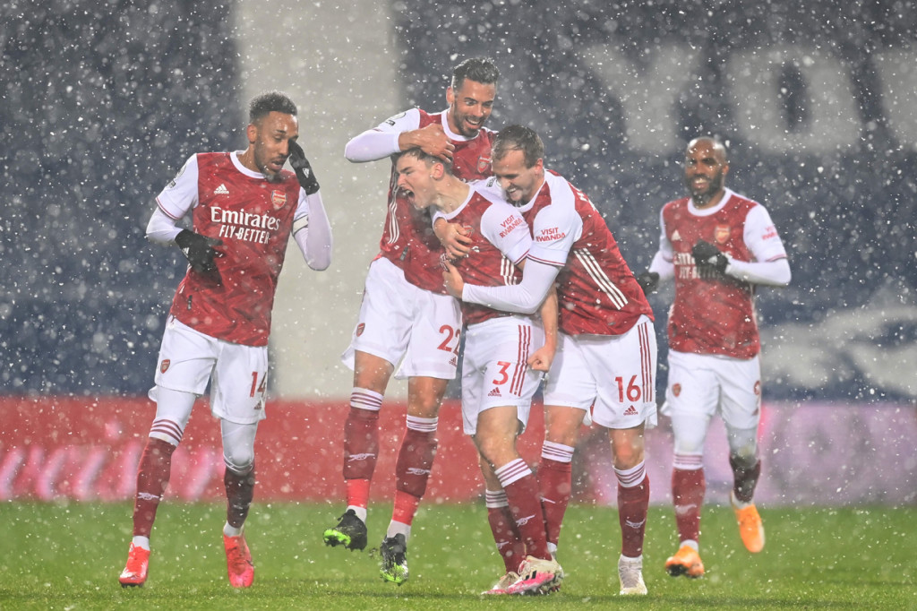 The Gunners mulai membuka keunggulan ketika laga bergulir 23 menit. AFP Photo/Michael Regan