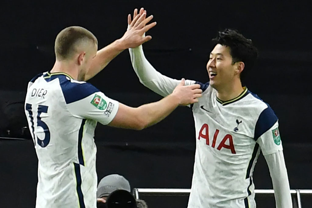 Son Heung-min meluapkan kegembiraannya usai mencetak gol kedua untuk timnya ke gawang Brentfort.