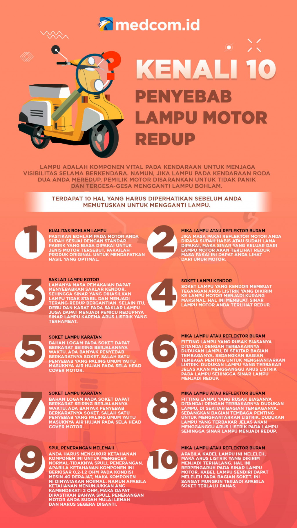 Pahami 10 Penyebab Lampu Motor Redup