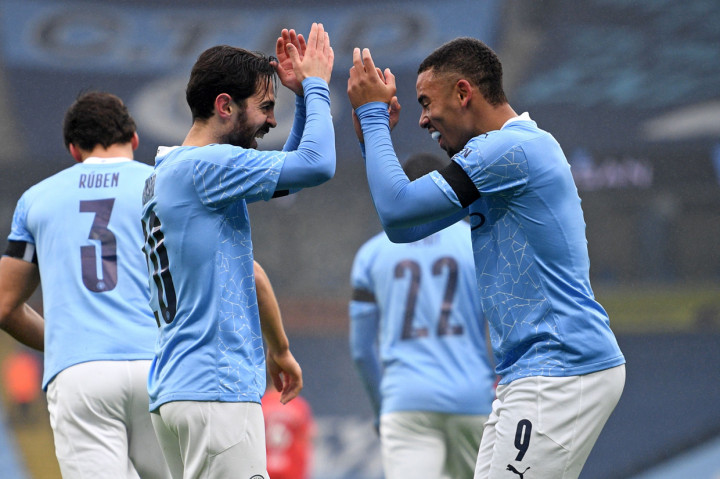 Bernardo Silva melakukan selebrasi usai mencetak gol ke gawang Birmingham City.