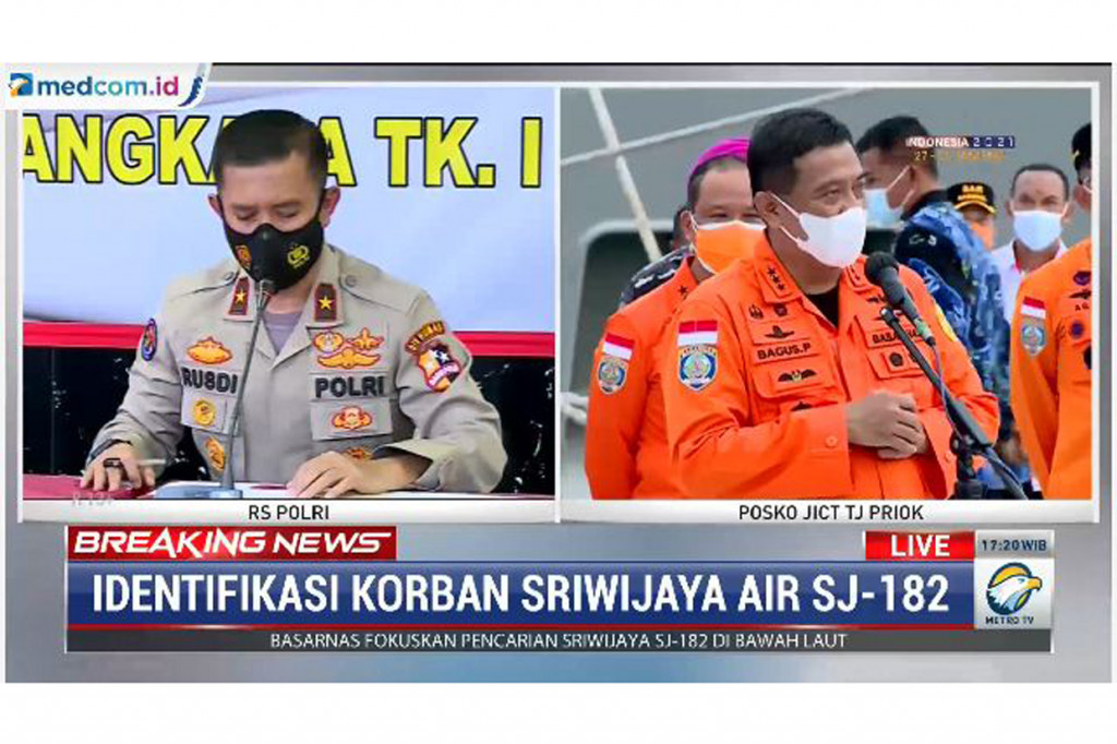 Tim Disaster Victim Identification Polri berhasil mengidentifikasi satu jenazah korban kecelakaan Sriwijaya Air SJ-182. 