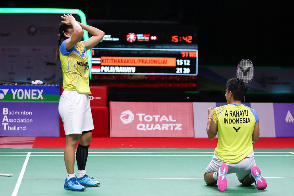 Dalam laga yang digelar di Impact Arena, Bangkok, Minggu, 17 Januari 2021, Greysia/Apriyani menang straight Game 21-15 dan 21-12 dalam waktu 52 menit.