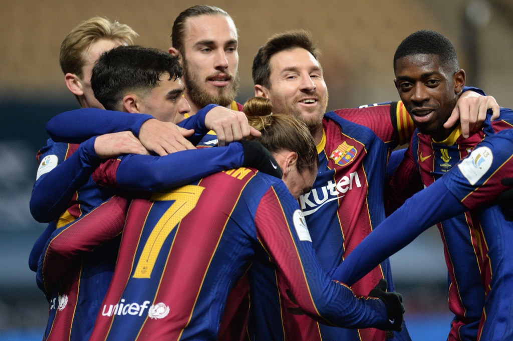Di laga itu, dua gol Barcelona dicetak Antoine Griezmann pada menit ke-40 dan 77. AFP Photo/Cristina Quicler