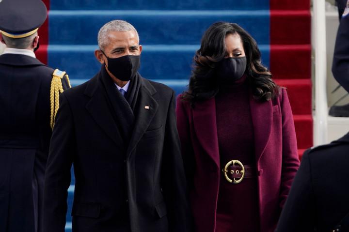 Pelantikan Joe Biden dihadiri mantan presiden Barack Obama, Bill Clinton, dan George W. Bush. Namun, tidak dengan Donald Trump. AFP Photo/Patrick Semansky