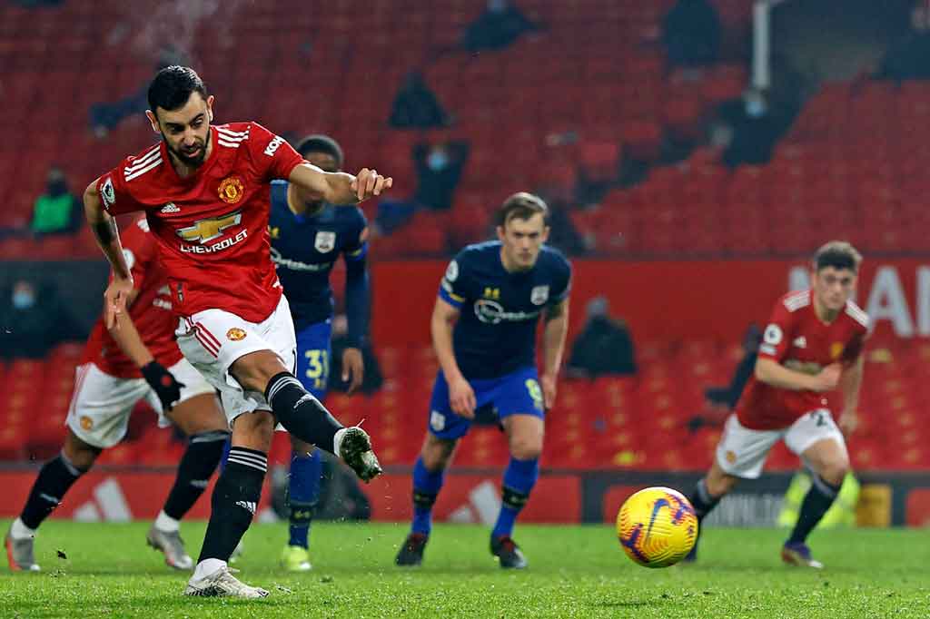 Bruno Fernandes menjalankan tugasnya dengan baik sebagai eksekutor untuk membawa MU unggul 7-0.