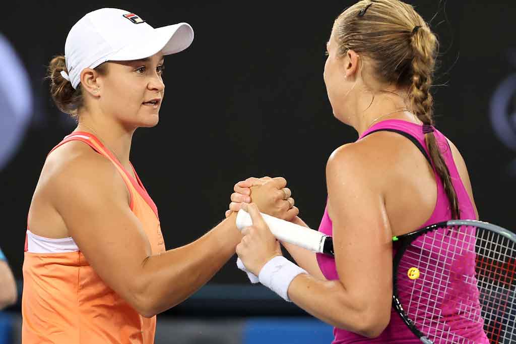 Petenis nomor satu dunia Ashleigh Barty melaju ke semifinal turnamen pemanasan Australia Terbuka di Melbourne usai mengalahkan petenis AS Shelby Rogers, Jumat, 5 Februari 2021.