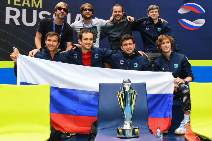 Rusia menjadi satu-satunya negara dari 12 peserta Piala ATP yang menampilkan dua petenis peringkat 10 besar dunia. AFP Photo/William West