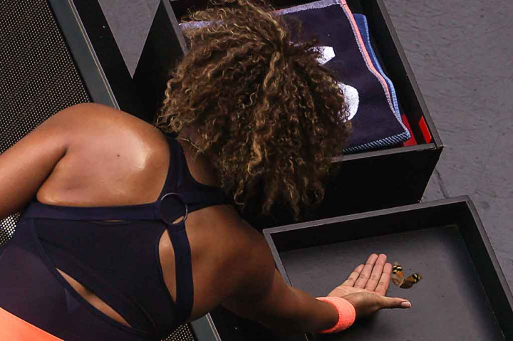 Serangga lucu itu kemudian dia letakkan di tempat aman sebelum kemudian melanjutkan pertandingan. 