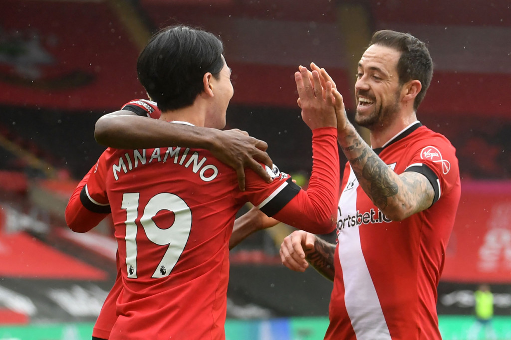 Southampton mencetak gol lebih dulu pada menit ke-33 lewat Takumi Minamino. AFP Photo/Neil Hall