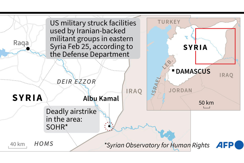 Pentagon mengatakan, serangan yang menurut kelompok pemantau perang Suriah menewaskan 22 anggota milisi, sebagai tanggapan atas serangkaian serangan roket yang menargetkan tentara AS di Irak.