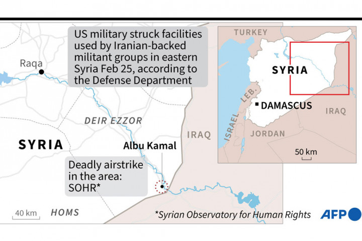 Pentagon mengatakan, serangan yang menurut kelompok pemantau perang Suriah menewaskan 22 anggota milisi, sebagai tanggapan atas serangkaian serangan roket yang menargetkan tentara AS di Irak.