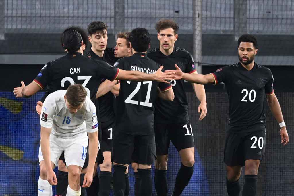 Tim nasional Jerman berhasil meraih kemenangan meyakinkan 3-0 atas Islandia dalam laga kualifikasi Piala Dunia 2022 zona Eropa Grup J di Stadion MSV Arena, Duisburg, Jumat, 26 Maret 2021 dini hari WIB.