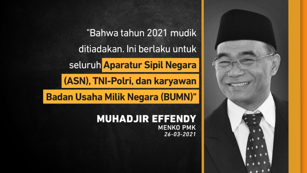 Pemerintah Larang Mudik Idul Fitri 1442 H