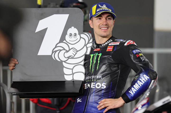 Maverick Vinales menjadi yang tercepat di balapan pembuka MotoGP 2021 yang berlangsung di sirkuit Losail, Senin, 29 Maret 2021, dini hari WIB. 