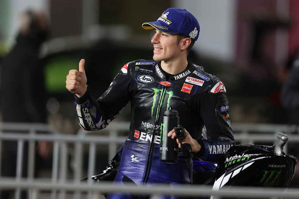 Juara GP Qatar pekan lalu, Maverick Vinales, mengklaim slot terakhir di baris terdepan untuk Yamaha setelah finis P3, 0,161 detik dari pole sitter, demikian laman resmi MotoGP.