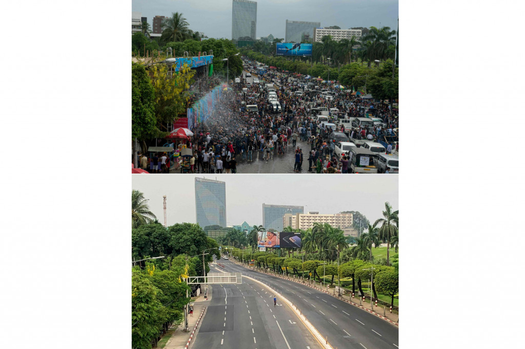 Thingyan merupakan libur terpenting Myanmar dan tahun ini dijadwalkan pada 13-17 April 2021. Biasanya, warga merayakan Thingyan karnaval di jalan dan para biksu memercikkan air suci. Pada 2020, Thingyan ditiadakan karena pandemi Covid-19. Pada 2021, Thingyan terganggu oleh kudeta.