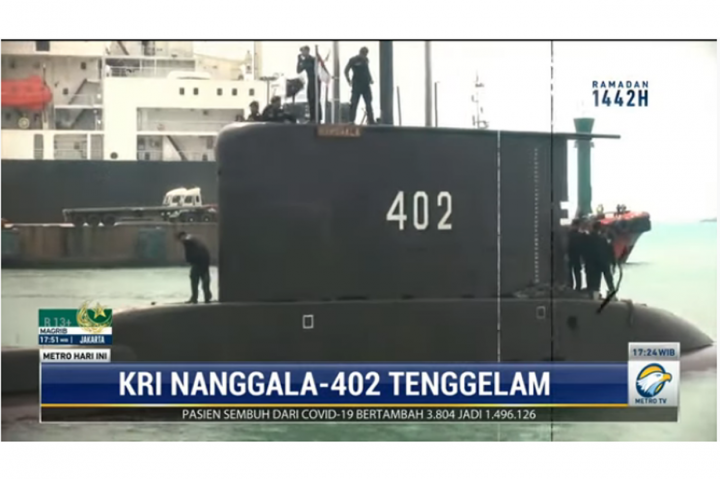 Pencarian kapal selam ini dimulai pada Rabu, 21 April 2021, ketika dinyatakan hilang kontak pada pagi hari. KRI Nanggala 402 terdeteksi terakhir berada di kedalaman 850 meter.