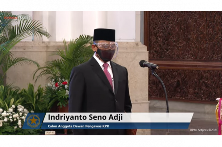 Presiden Jokowi menunjuk Indriyanto Seno Adji menjadi anggota Dewan Pengawas (Dewas) Komisi Pemberantasan Korupsi (KPK).