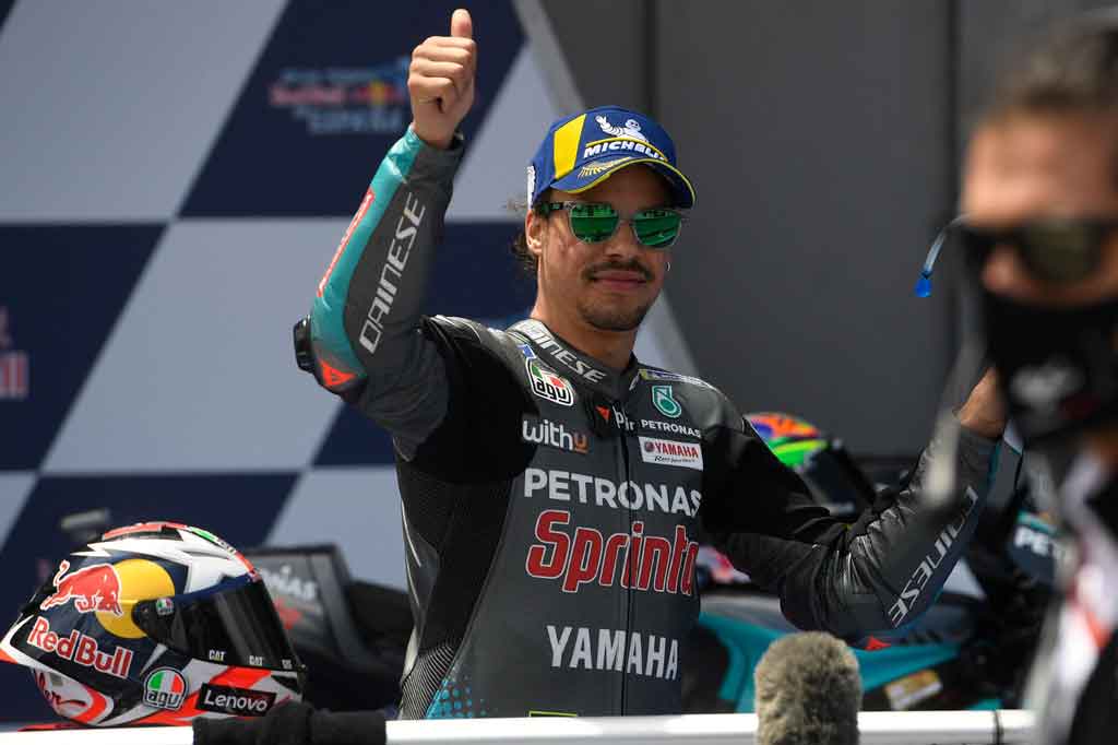 Sedangkan mantan rekan satu timnya di Petronas Yamaha SRT, Franco Morbidelli harus menyintas Q1 terlebih dahulu, sebelum mencetak waktu tercepat kedua dengan selisih sangat tipis 0,057.
