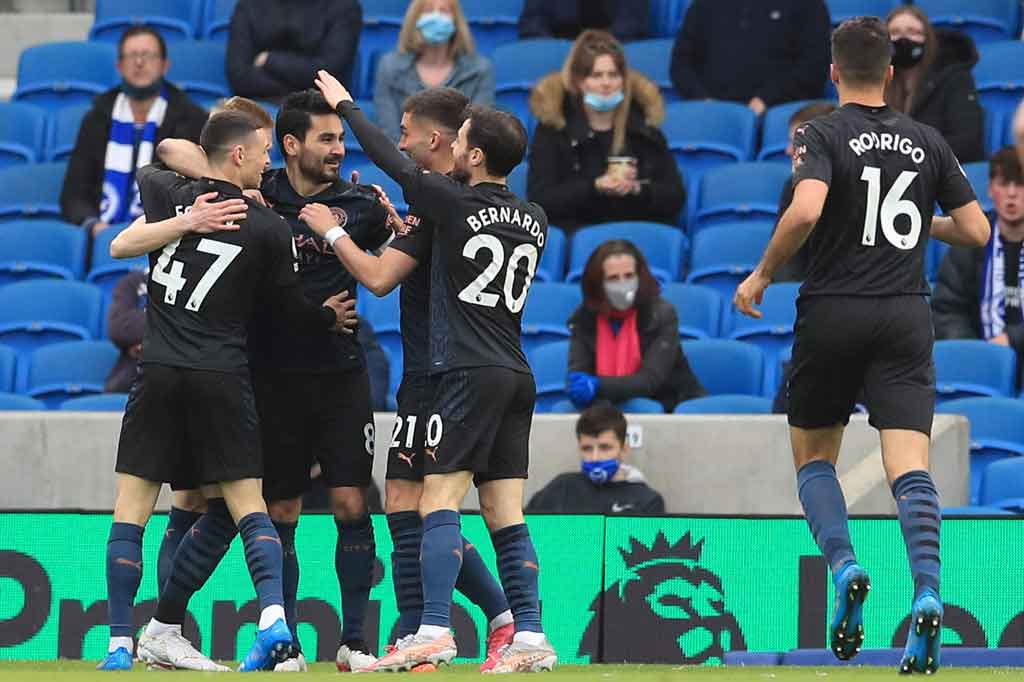 City membuka keunggulan saat pertandingan belum genap berusia dua menit melalui tandukan Ilkay Gundogan menyambut umpan silang akurat kiriman Riyad Mahrez.